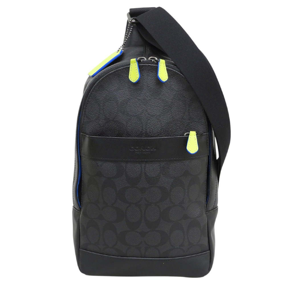 COACH Coach Leather Signature Body Bag for Men, Black F41317